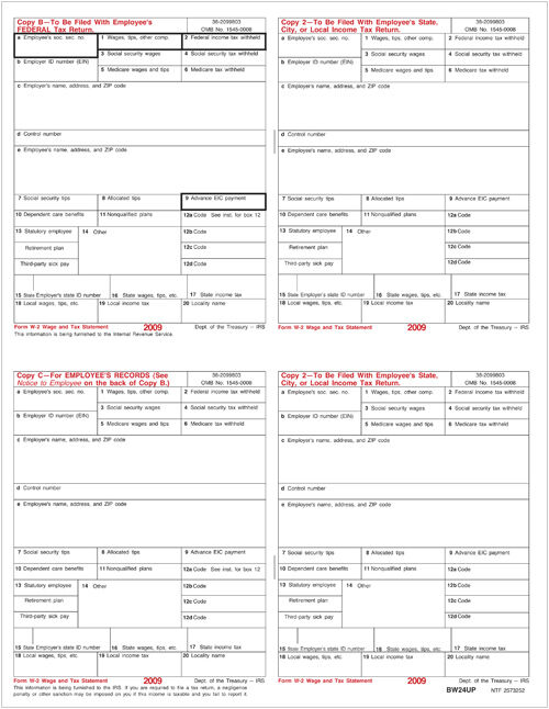 Employee Copy Horizontal Format 2018 3 UP Laser W-2 Forms 100 Blank Sheets, Instructions Printed on The Back & Envelopes